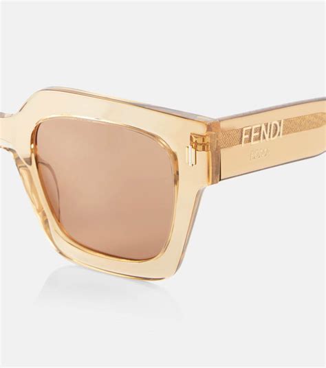 FENDI, FENDI First Crystal gelbe eckige Sonnenbrille